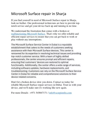 Microsoft Surface repair in Dubai