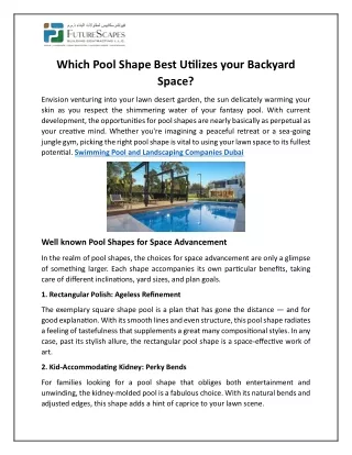 Which Pool Shape Best Utilizes your Backyard Space?