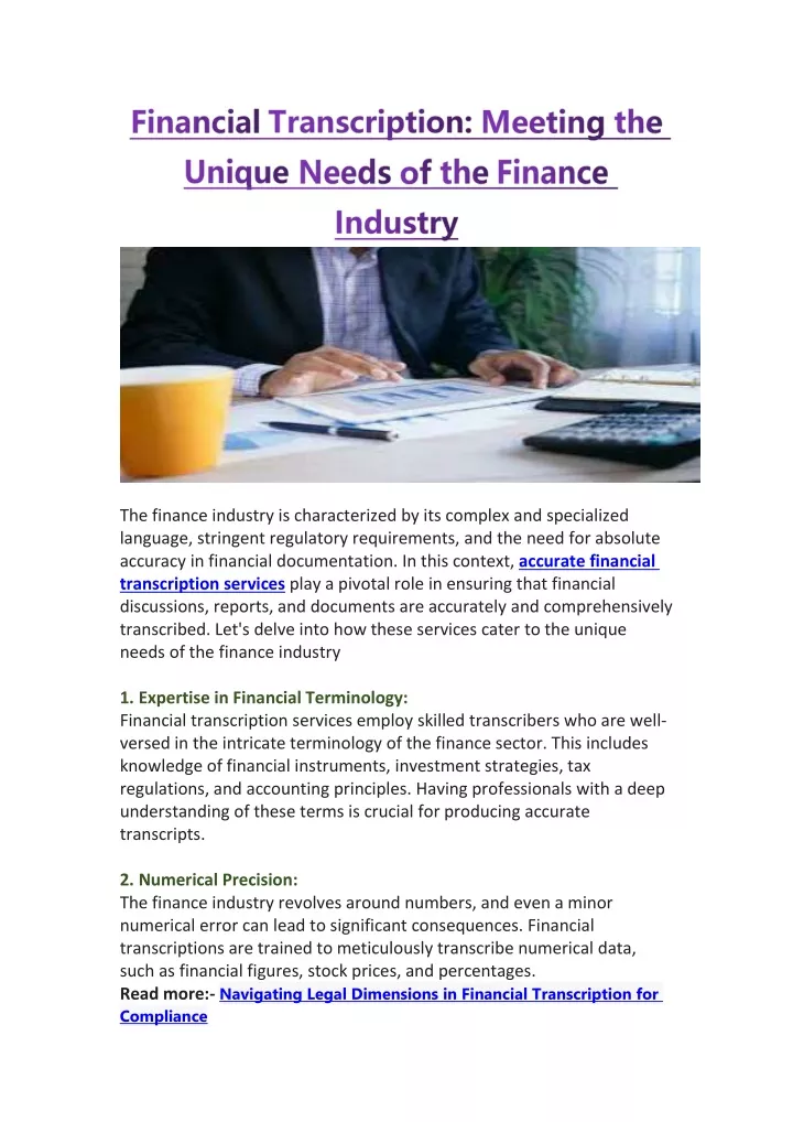 the finance industry is characterized