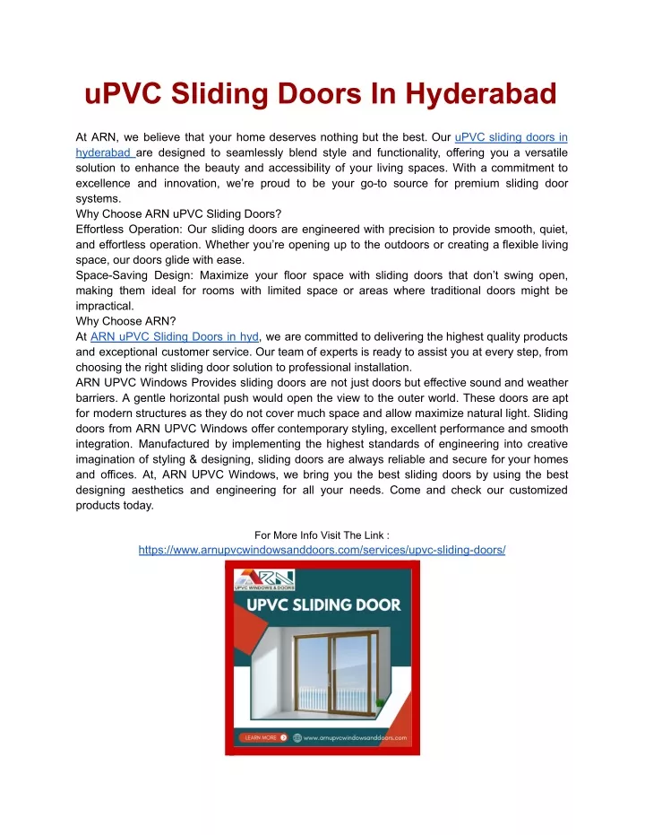 PPT - UPVC Sliding Doors In Hyderabad PowerPoint Presentation, Free ...