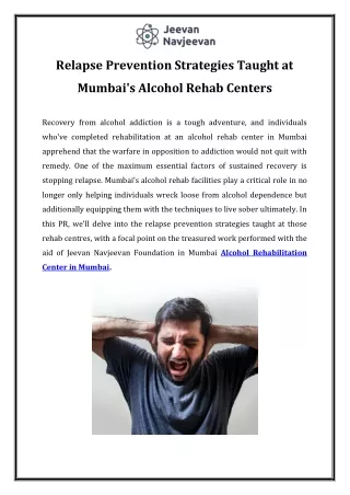 Relapse Prevention Strategies Taught at Mumbai's Alcohol Rehab Centers