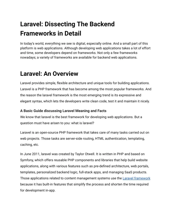 laravel dissecting the backend frameworks