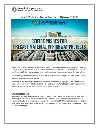 centre pushes for precast material in highway