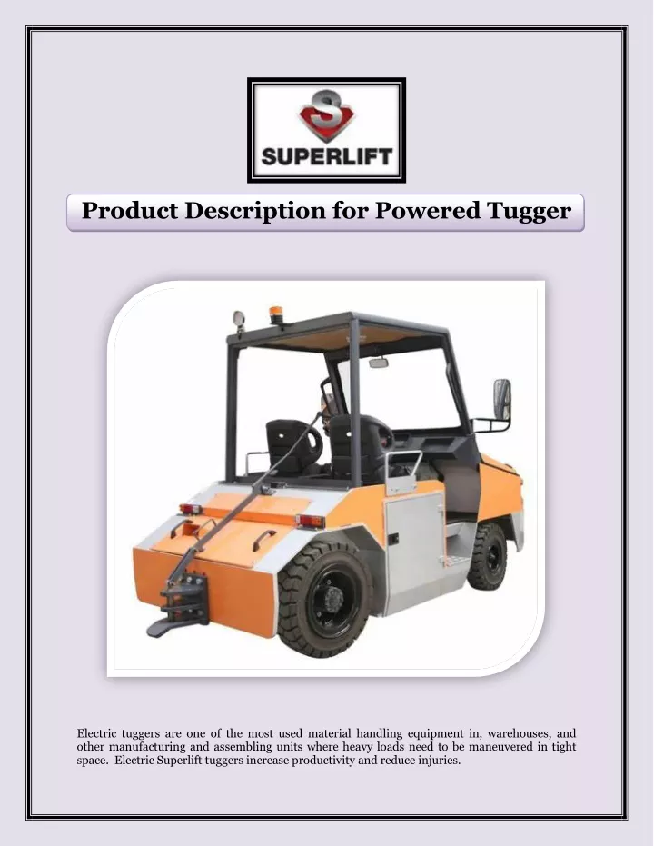 product description for powered tugger