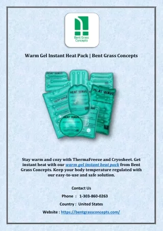 Warm Gel Instant Heat Pack | Bent Grass Concepts