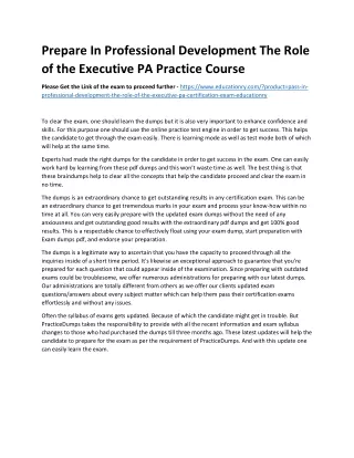 prepare in professional development the role