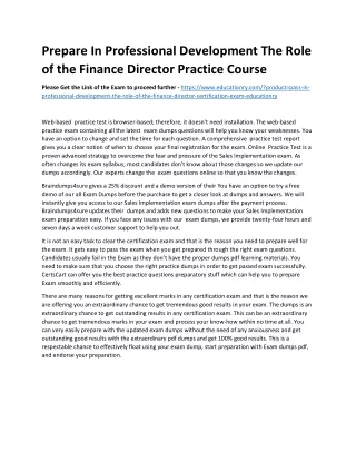 prepare in professional development the role