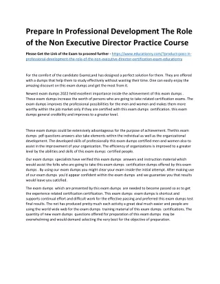 prepare in professional development the role
