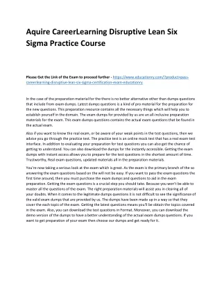 aquire careerlearning disruptive lean six sigma