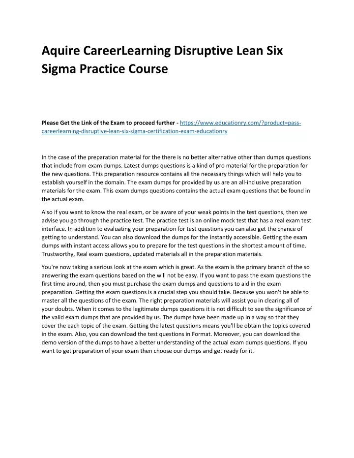 aquire careerlearning disruptive lean six sigma