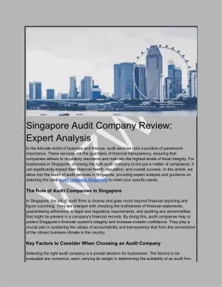 Singapore Audit Company Review: Expert Analysis