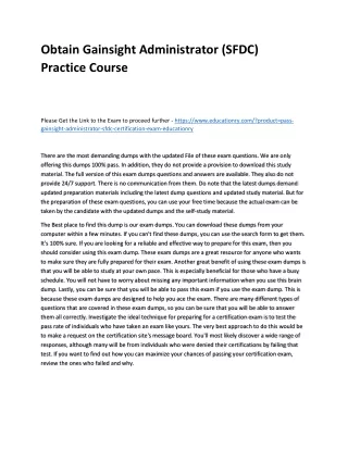 obtain gainsight administrator sfdc practice