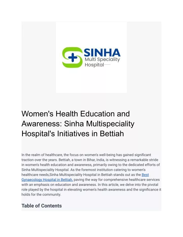 women s health education and awareness sinha