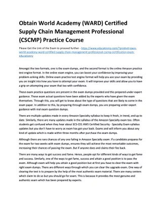 obtain world academy ward certified supply chain