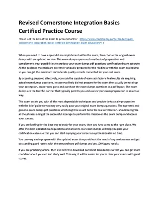 revised cornerstone integration basics certified
