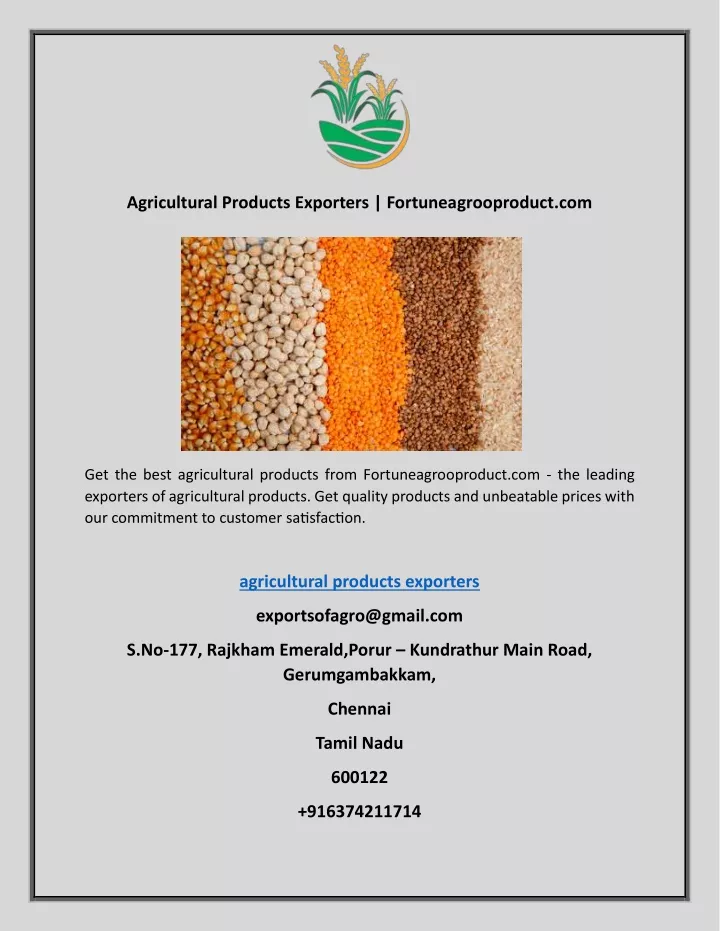 agricultural products exporters