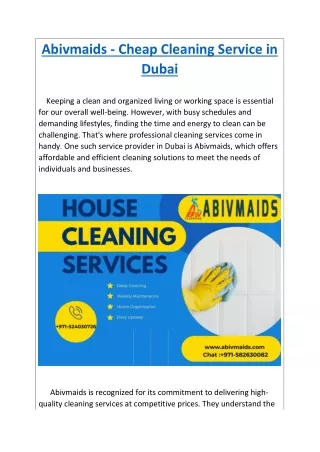 Abivmaids - Cheap Cleaning Service in Dubai