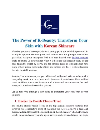 The Power of K-Beauty - Transform Your Skin with Korean Skincare