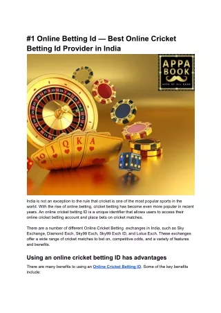 Online cricket id betting sites provider - Appabook