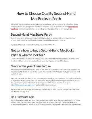 How to Choose Quality Second-Hand MacBooks in Perth