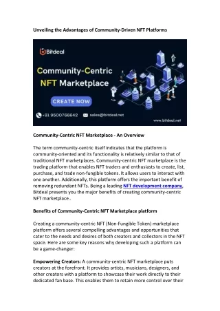 unveiling the advantages of community driven