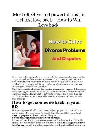 Most effective and powerful tips for Get lost love back