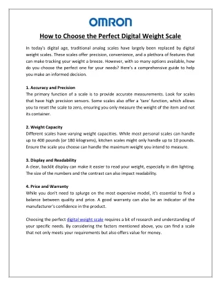 How to Choose the Perfect Digital Weight Scale