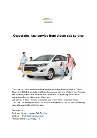 Corporates  taxi service from dream cab service