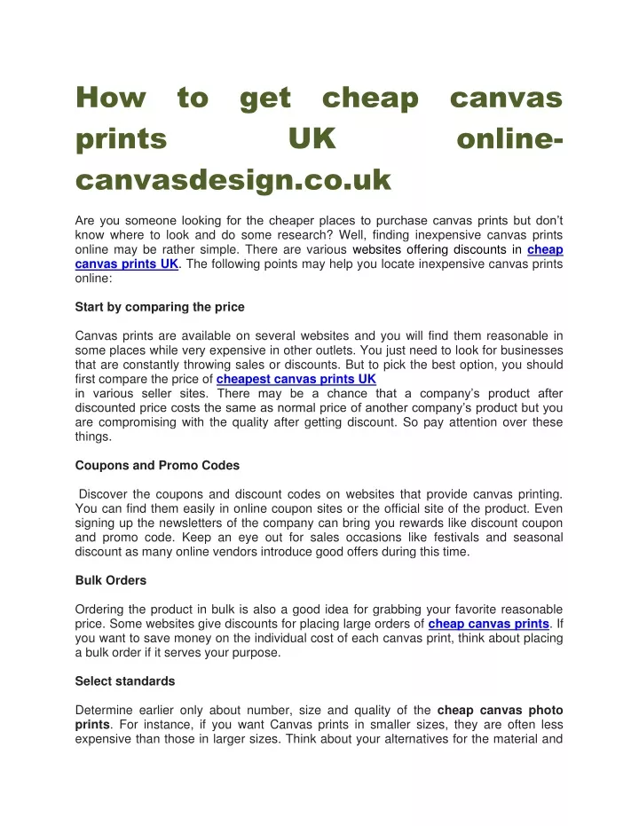 how to get cheap canvas prints uk canvasdesign