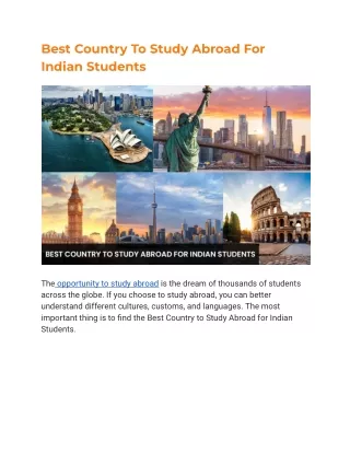 Best Country To Study Abroad For Indian Students