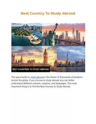Best Country To Study Abroad
