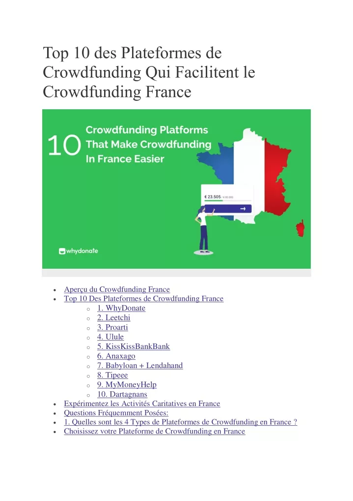 top 10 des plateformes de crowdfunding