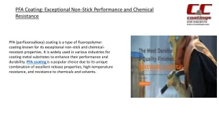 PFA Coating Exceptional Non-Stick Performance and Chemical Resistance