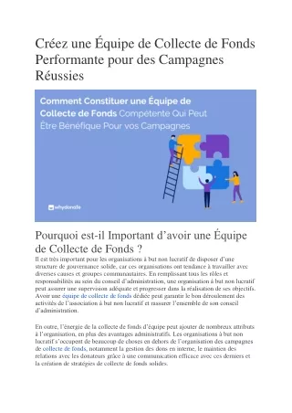 cr ez une quipe de collecte de fonds performante