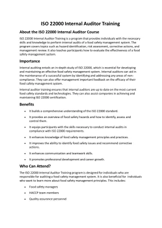 iso 22000 internal auditor training