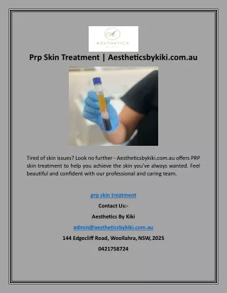Prp Skin Treatment | Aestheticsbykiki.com.au