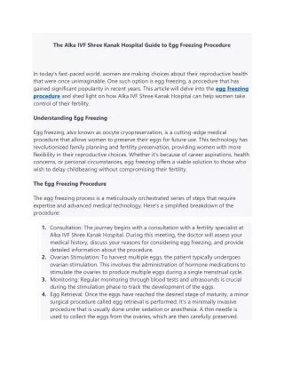 the alka ivf shree kanak hospital guide