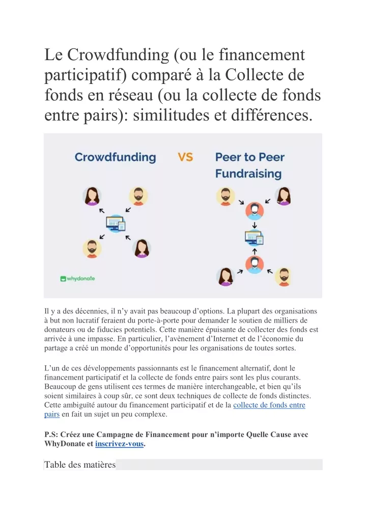 le crowdfunding ou le financement participatif