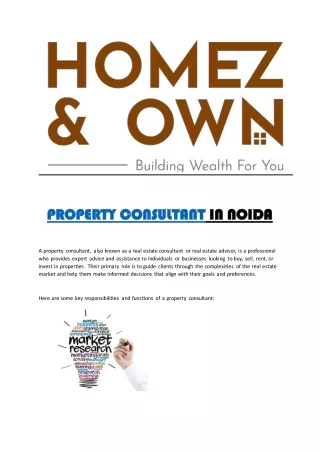 PROPERTY CONSULTANT IN NOIDA/Homez&Own