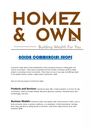 noida commercial shops/Homez&Own