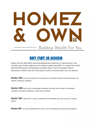 buy flat in noida/Homez&Own