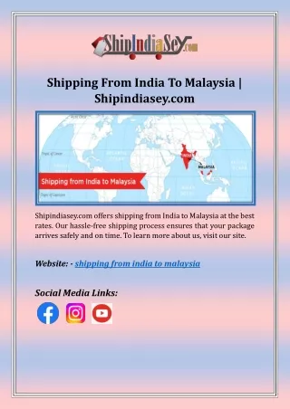 Shipping From India To Malaysia | Shipindiasey