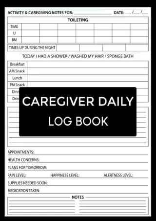 READ [PDF] Caregiver Daily Log Book: Personal Caregiver Organizer Log Book