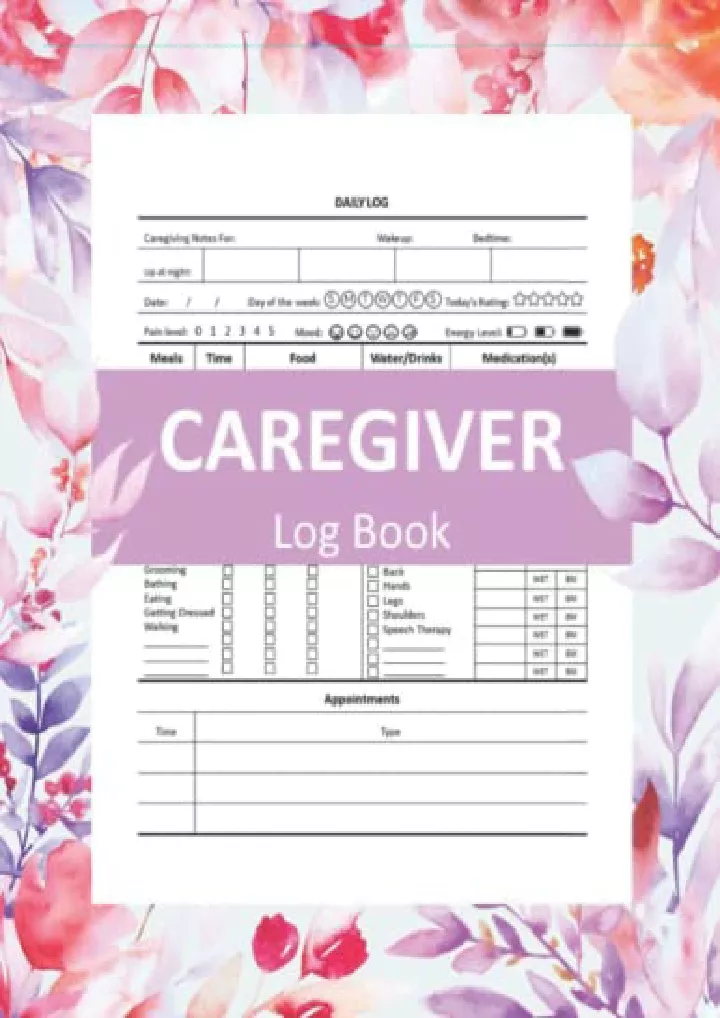 caregiver daily log book patient journal book