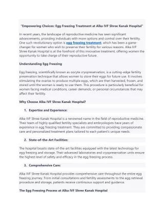 empowering choices egg freezing treatment at alka