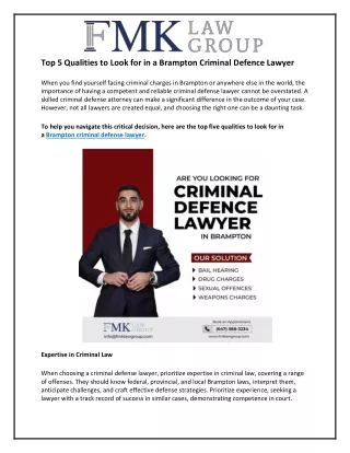 Top 5 Qualities to Look for in a Brampton Criminal Defence Lawyer
