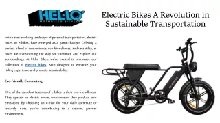 Electric Bikes A Revolution in Sustainable Transportation