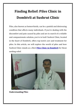 Finding Relief Piles Clinic in Dombivli at Sushrut Clinic