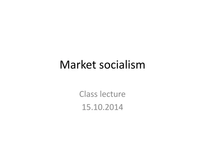 market socialism