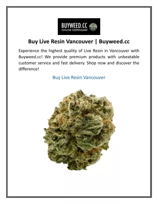 Buy Live Resin Vancouver